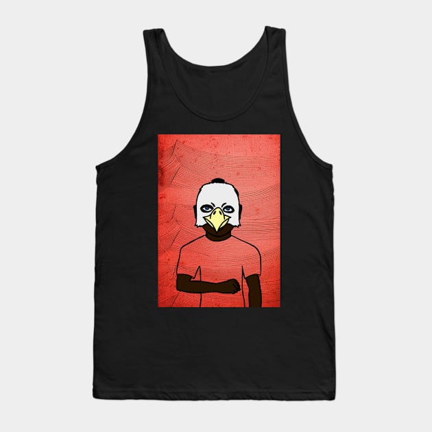 Uniswap - Blue-Eyed Male Character with Animal Mask and Waves Background Tank Top by Hashed Art